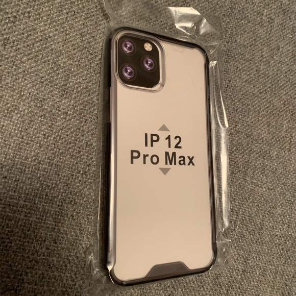 IPHONE 12 PRO MAX CASE SEE THROUGH PLASTIC PHONE CASE BLACK BORDER $5 ADD ON! - Picture 2 of 4